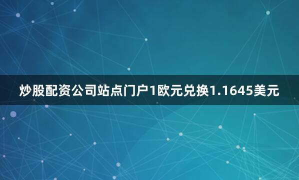 炒股配资公司站点门户1欧元兑换1.1645美元